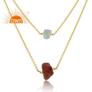 Collar de piedras preciosas de Aguamarina y sol, bonito diseño, chapado en oro, collar de plata 925, joyería - Product Image 2