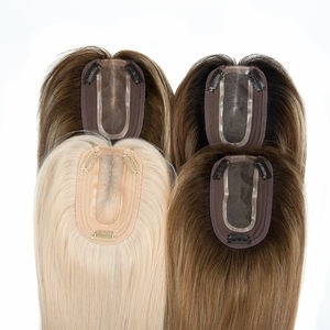 Topper de Cabello Humano Ruso de Alta Calidad de 3x5 Pulgadas para Mujer, con Cutícula Alineada, Base de Seda con Parte Libre y Trama, En Stock - Product Image 1