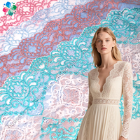 Nouveau tissu en dentelle jacquard en polyester et nylon multicolore en spandex, léger et de haute qualité pour vêtements féminins, mariages et mode.