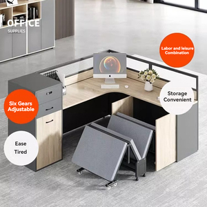 Estación de Trabajo Ejecutiva Moderna en Forma de L, <span class=keywords><strong>Escritorio</strong></span> Amplio con Estantes de Almacenamiento, <span class=keywords><strong>Escritorio</strong></span> Resistente con Estructura de Madera, Comercial - Product Image 3