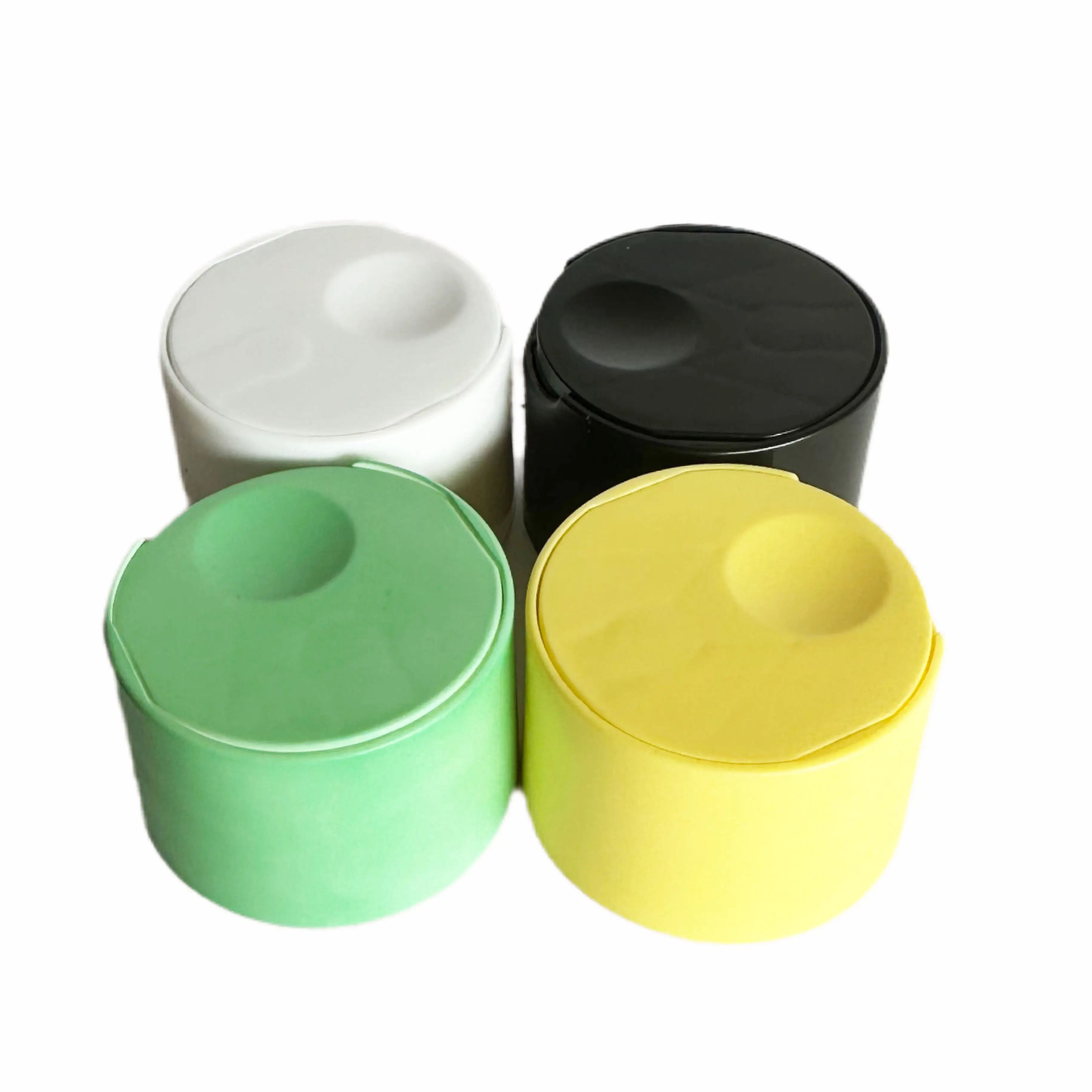 Stock 24/410 White Black Clear Plastic Dispensing Caps Double Wall Press Disc Top Cap For Shampoo Bottle