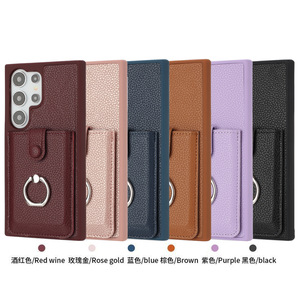 Étui de téléphone porte-anneau coulissant en cuir PU pour <span class=keywords><strong>Samsung</strong></span> A16 A06 S25 ultra S24 A15 coque de couverture mobile design de luxe - Product Image 4