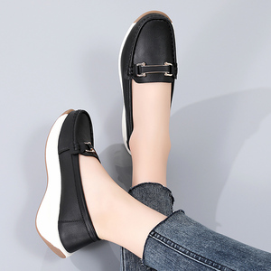 Mocassins Oxford beiges pour femmes, grandes tailles, chaussures habillées à enfiler, antidérapantes, légères, pour l'été, emballage en boîte disponible - Product Image 6