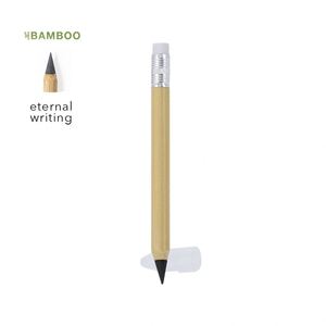 Crayon promotionnel en bambou éternel réutilisable pour écriture infinie, avec gomme intégrée et capuchon de protection - Product Image 2