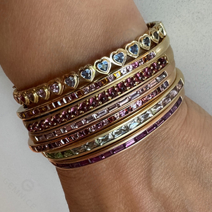 กำไลข้อมือรูปไข่แบบเปิดได้ Gemnel ประดับเพชรทรงบาแก็ตต์หลากสีรุ้ง สำหรับผู้หญิง - Product Image 5