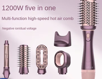 Brosse Soufflante Multifonction 5-en-1 : Sèche-Cheveux, Fer à Boucler, Lisseur, Peigne Massant avec Support de Base