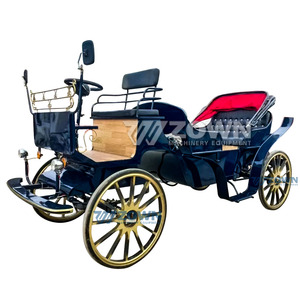 Phong cách mới tham quan du lịch sang trọng màu đen bốn bánh ngựa vẽ cổ điển 2 hàng xe điện đám cưới - Product Image 5