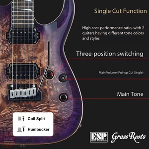 กีตาร์ไฟฟ้า ESP <span class=keywords><strong>Grassroots</strong></span> รุ่น Horizon Series ทรง Single-Cutaway บอดี้ไม้มะฮอกกานี ฟิงเกอร์บอร์ดไม้มะเกลือ ปิ๊กอัพแบบ H-H เคลือบเงา 6 สาย - Product Image 6