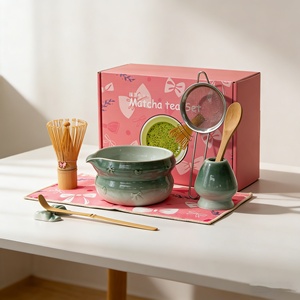Luxury Traditional Japanese Matcha <b>Tea</b> Ceremony Set-Porcelain Bowl Bamboo Whisk Strainer Gift Box for Daily Use & Travel - Product Image 1
