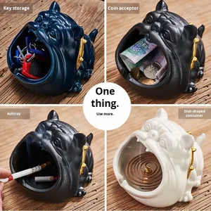 Gốm sang trọng gạt tàn lớn không khói Windproof gạt tàn cho phòng khách phong cách hợp thời trang thiết kế - Product Image 4