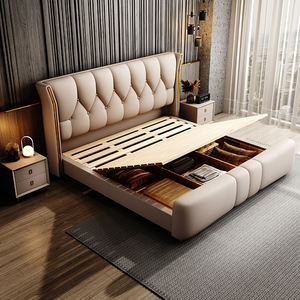 Итальянская роскошная кровать размера "Queen/King-Size" мягкая обивка для хранения удобная компактная дизайнерская высококачественная мебель для спальни - Product Image 3