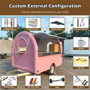 רמורק ג 'ינליג' ינג 'רמורק ורוד קטן מזנון מהיר עגלת קפה kebab קרפ כריך משאית גלידה מאובזר - Product Image 5