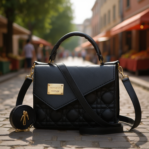 Sac bandoulière Fana Bohemian noir en polyester, trois sangles, imperméable, usage quotidien - Product Image 2