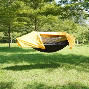 Rede de dormir para acampamento ao ar livre, rede à prova d'água portátil dobrável, rede mosquiteira com suporte de aço para economia de espaço