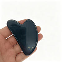 Planche Gua Sha en Obsidienne Noire Naturelle Premium, Pierre de Massage Faciale en Pierre Précieuse Bien Polie, Outil de Grattage, Logo Personnalisé
