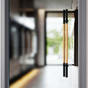 Poignée de <span class=keywords><strong>porte</strong></span> principale robuste pour villa, poignée en <span class=keywords><strong>bois</strong></span> et verre pour intérieur, grande poignée de traction en acier inoxydable pour salle de réunion d'hôtel - Product Image 5