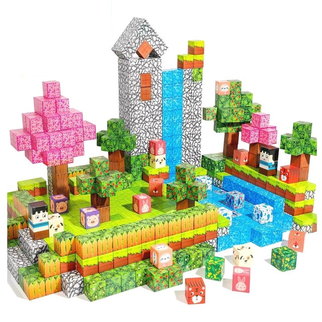 Magnetic Blocks Build Mine Magnet World Magic Portal Set, Magnetic Tiles Building Blocks Toddler Toys STEM Sensory Outdoor Toys