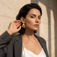 Pendientes Geométricos ChuYao para Mujer, de Hierro Electrochapado, Rayados, Estilo Vintage, Regalo de Moda, Venta al Por Mayor Personalizada