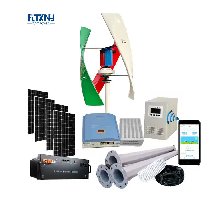 Gerador de turbina eólica 5KW e painéis solares 5KW Hybrid Power System 48v 220v Wind Solar System para uso doméstico