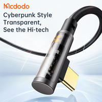 Câble de charge USB C vers USB C Mcdodo 340 Long 5,9 pieds/3,9 pieds 90 degrés pour jeux 100W avec E-marker TransparentType C
