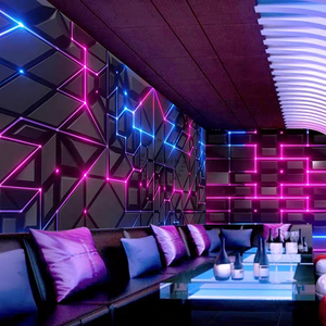 Mural de Pared 3D con Diseño Geométrico de Neón, Papel Tapiz Autoadhesivo de Neón Azul y Morado Estilo Cyberpunk para Decoración de Paredes de Salas de Juego y Bares - Product Image 2