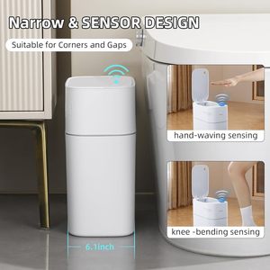 High Quality <b>Narrow</b> White Rectangular ABS Eco-Friendly Compact Space-Saving Standing Home Office <b>Storage</b> Bucket Privacy - Product Image 2