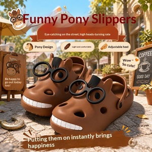 Funny Horse Pattern Couple <b>Clogs</b>, EVA Non-slip Wear-resistant Sandals, Outdoor Beach <b>Slippers</b> for Summer Men Women - Product Image 2