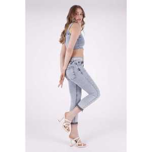 Pantalones Vaqueros de Mujer con Dobladillo con Cinturón - Product Image 3