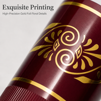 Bouchon de bouteille de vin en plastique rouge personnalisé avec impression dorée élégante et bec verseur intérieur, couvercle de bouteille de spiritueux non rechargeable – Fourniture