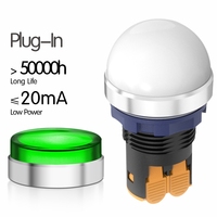 22mm IP65 Étanche LED Voyant Lampe Bouton Poussoir Plat/Rotule 250V Max Tension 25A Max Courant 1NO1NC
