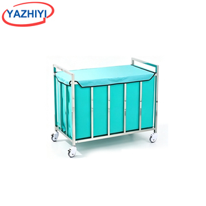 Chariot de collecte pour le personnel hospitalier YAZHIYI, structure <span class=keywords><strong>en</strong></span> acier inoxydable avec sac <span class=keywords><strong>en</strong></span> tissu bleu recouvert, pour usage clinique - Product Image 5