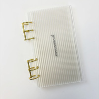 Neues DIY-Ringbuch mit Loseblatt-System, wasserdicht, Goldfarbener Metallring, Linierte Innenseiten, A6-Ordner, 6-Ring-Klarsicht-Binder, Notizbuchhülle aus Acryl