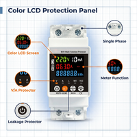 Protecteur multifonction intelligent WiFi Tuya 63A, protection contre les fuites à la terre, surtension et sous-tension, compteur d'énergie kWh, écran LCD couleur, relais