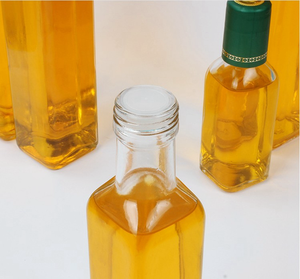 Botella de vidrio de aceite de oliva de alta calidad tamaño mini pony vacío cuadrado claro 100ml con tapa de tornillo - Product Image 4