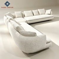 Canapé d'angle modulaire de salon en tissu bouclé blanc de luxe italien de haute qualité, nouvelle collection Foshan Phoebe Furniture