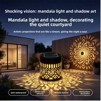 Lampe murale extérieure solaire à LED transfrontalière, motif Mandala en fer forgé, étanche, pour éclairage paysager de cour et de pelouse