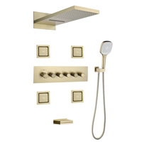 Ensemble de douche moderne en cuivre brossé à température constante, avec pommeau de pluie, pour installation murale encastrée, idéal pour les hôtels et la maison