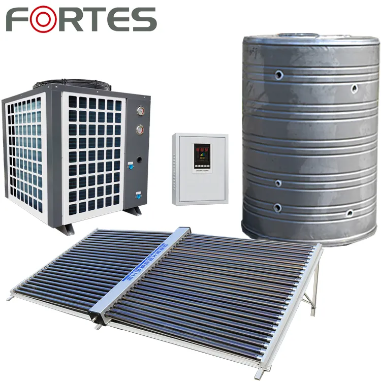 Эвакуированных пробок коллектор для солнечных батарей + воздушный Источник тепловой насос с передачей тепла от