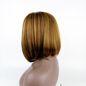 Coolhair Wig Perruque Bob Courte à Coupe Droite en Cheveux Naturels, Lace Frontale, Sans Colle, Double Tirage, Lisse - Product Image 6