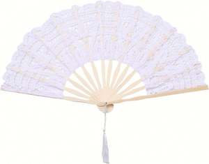 Abanico Plegable de Bambú Estilo Chino con Diseño de Flores Pintadas - Recuerdo de Boda Ecológico para Decoración del Hogar y Fiestas - Product Image 1