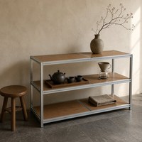 Étagère de présentation et de rangement multi-niveaux carrée en contreplaqué marin d'aluminium, pour magasin commercial, autoportante, pour balcon, 100x30x120cm