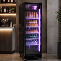 Réfrigérateur commercial à porte vitrée pour boissons, avec éclairage LED, pour café et magasin