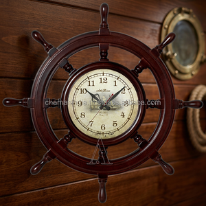 Nautical Sandalwood Polished <b>Ship</b> <b>Wheel</b> Wall Clock Decorative - Product Image 2