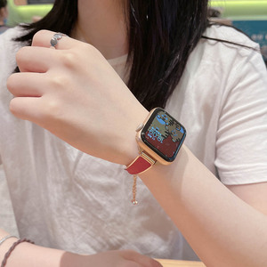 <span class=keywords><strong>Bracelet</strong></span> pour <span class=keywords><strong>Apple</strong></span> <span class=keywords><strong>Watch</strong></span> 8 Ultra 49mm 7 <span class=keywords><strong>SE</strong></span> 6 5 4 3 41mm 45mm 38mm 42mm 44mm <span class=keywords><strong>40mm</strong></span> <span class=keywords><strong>Bracelet</strong></span> en <span class=keywords><strong>cuir</strong></span> métallique pour femme - Product Image 2