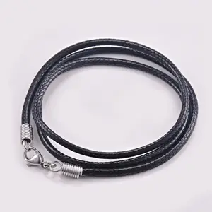 Leather Necklace Cord with Clasp,Braided Rope Necklace for Men Women Stainless Steel Clasp
