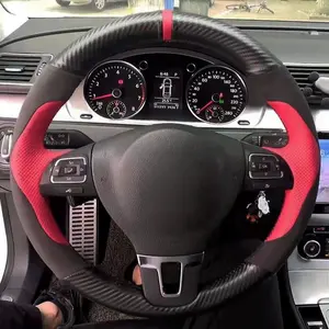 Customize Genuine Leather Car Steering Wheel Cover For Volkswagen Golf 6 Mk6 VW Polo Sagitar Bora Santana Jetta MK5 Car Interior