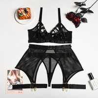 Ensemble de lingerie sexy en dentelle et maille pour femmes, sous-vêtements transparents, ensembles de soutien-gorge et culottes, lingerie blanche, soutien-gorge et culottes string, ensembles de sous-vêtements 1024