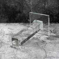 Support de bougie en verre optique biseauté, bougeoir rectangulaire en cristal de qualité supérieure pour la décoration de galeries d'art contemporain