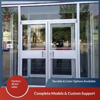 Porte de restaurant en verre trempé à double battant, design postmoderne style KFC, en alliage d'aluminium, avec charnières au sol de style couronne