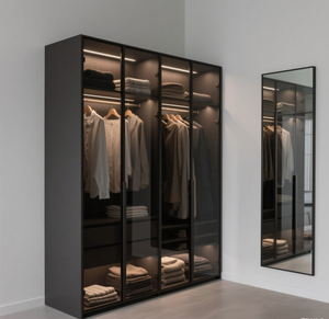 <span class=keywords><strong>Armoire</strong></span> de chambre à coucher simple et moderne, luxe léger, dressing, combinaison d'armoires sur mesure, <span class=keywords><strong>armoire</strong></span> d'angle avec <span class=keywords><strong>porte</strong></span> en verre - Product Image 4